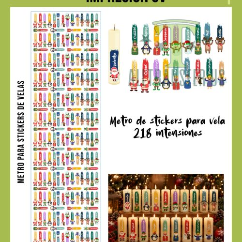 STICKERS PARA VELAS NAVIDEÑAS POR METRO